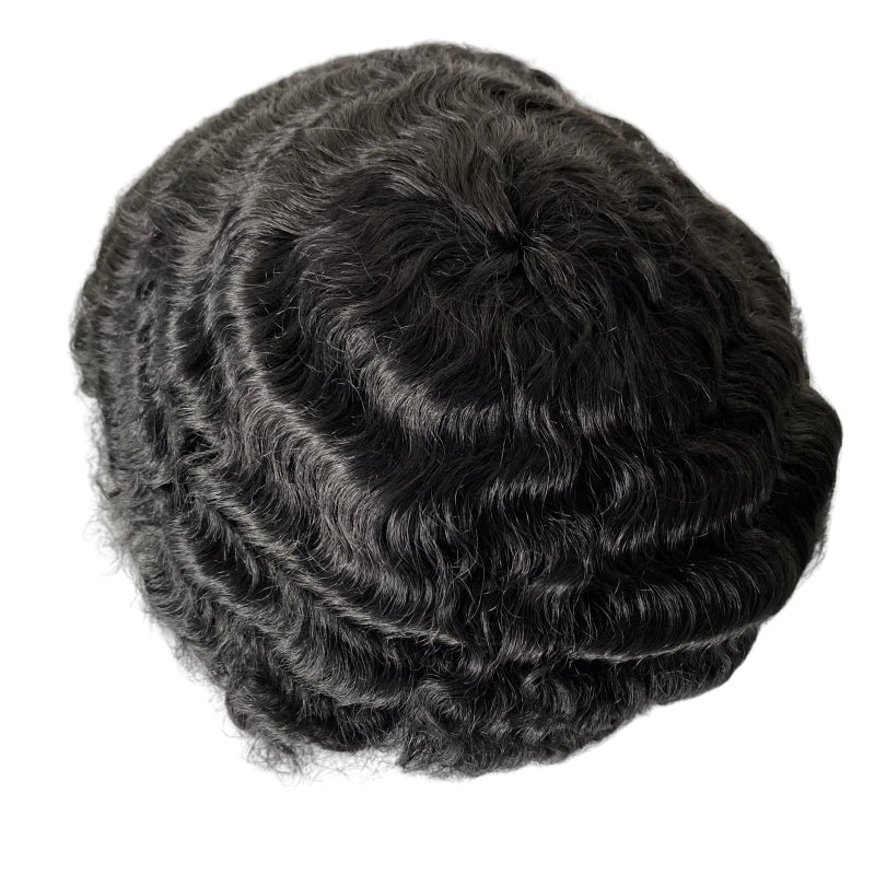 Onda de 15mm Sistema Total de Renda de Cabelo Humano para Homens Negros