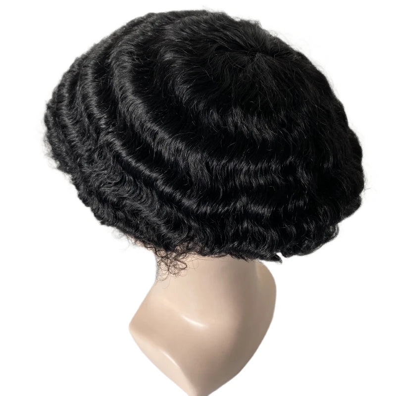 Onda de 15mm Sistema Total de Renda de Cabelo Humano para Homens Negros