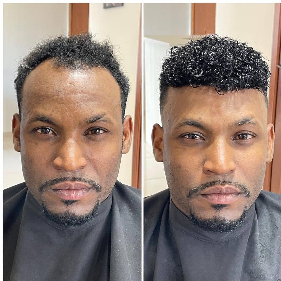 10MM Wave Afro Afro-Amerikaans toupet voor heren | Volledig kant basis afro krul haarsysteem