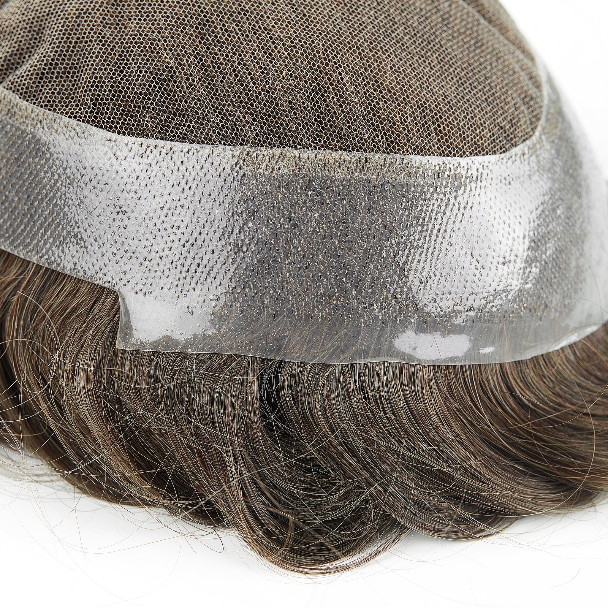 Naturalny męski tupet z francuskiej koronki w australijskim stylu z poliuretanowym obwodem | Tupet z ludzkich włosów dla mężczyzn