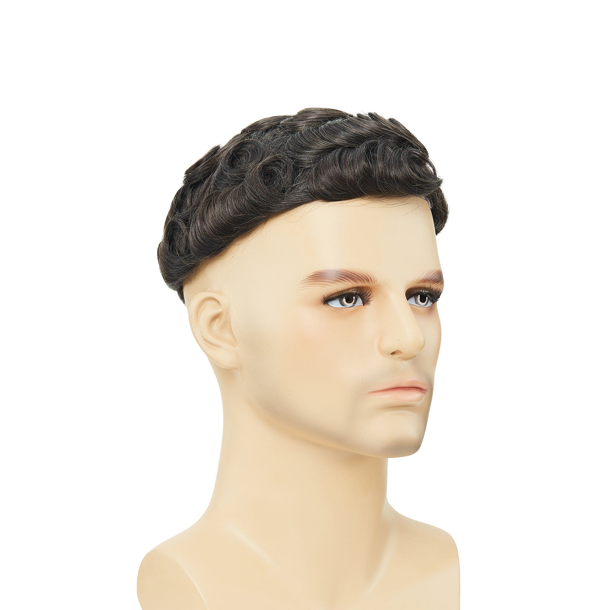 Naturalny męski tupet z francuskiej koronki w australijskim stylu z poliuretanowym obwodem | Tupet z ludzkich włosów dla mężczyzn