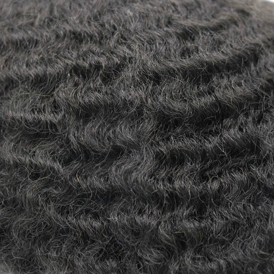 Duurzaam afro African American toupet voor mannen | Volledig poly skin geknoopte basis afro krul haarstukken