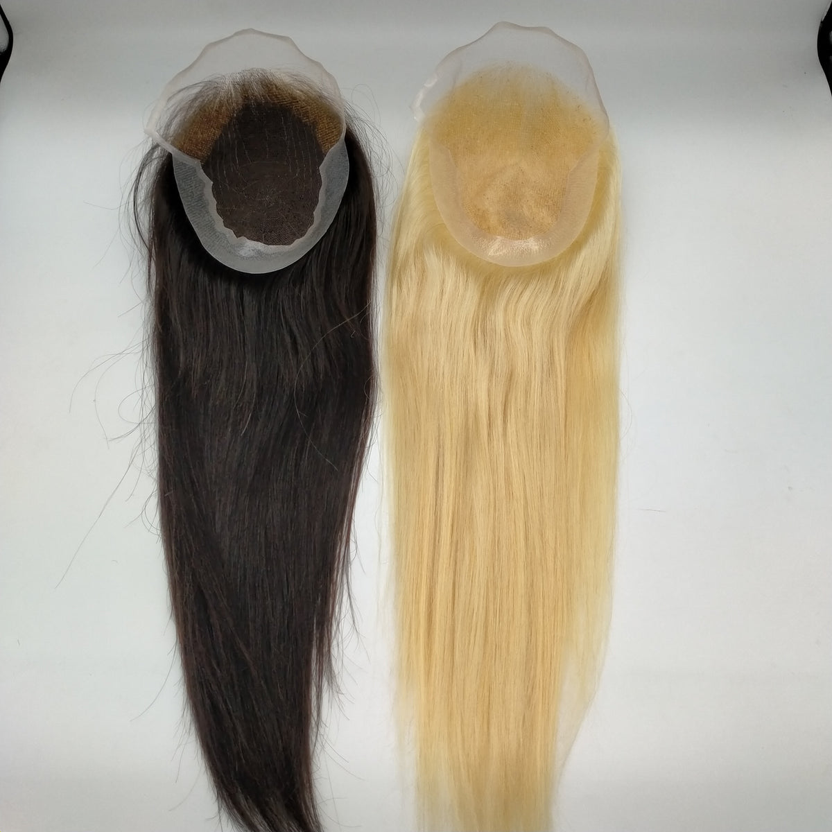 Adorno para el pelo de encaje suizo con parte trasera y laterales de piel para mujer, 6 x 8 pulgadas.