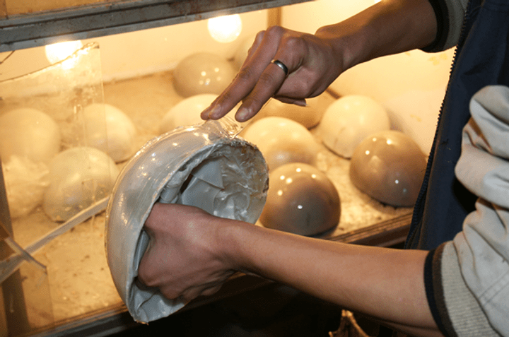 Custom hair system base being prepared