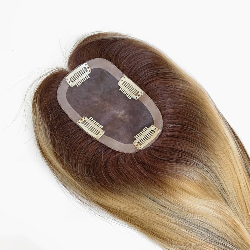 Női felcsatolható mono alapú hajdarab szűz hajból 5'' X 3''