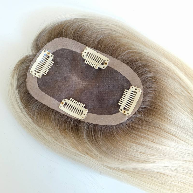 Women’s Clip-on Mono Base Hairpiece Virgin Hair 5&#39;&#39; X 3&#39;&#39;