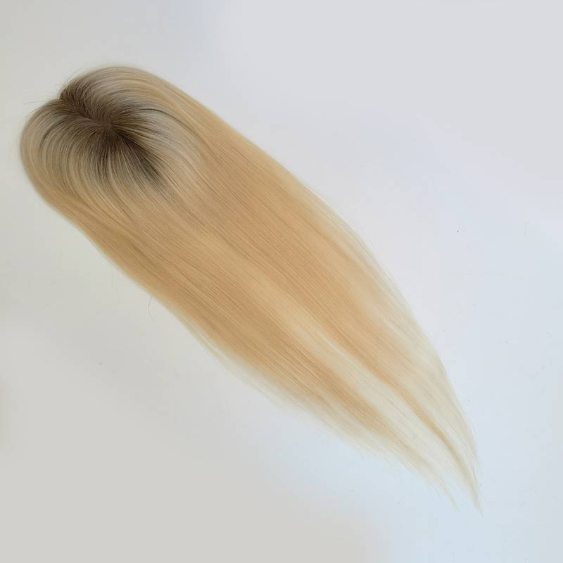 قطعة شعر عذراء بقاعدة أحادية بمشبك للنساء مقاس 5 × 3 بوصات